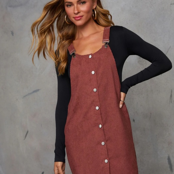 VICI Caribel Corduroy Button Up Mini Dress - Picture 1 of 8